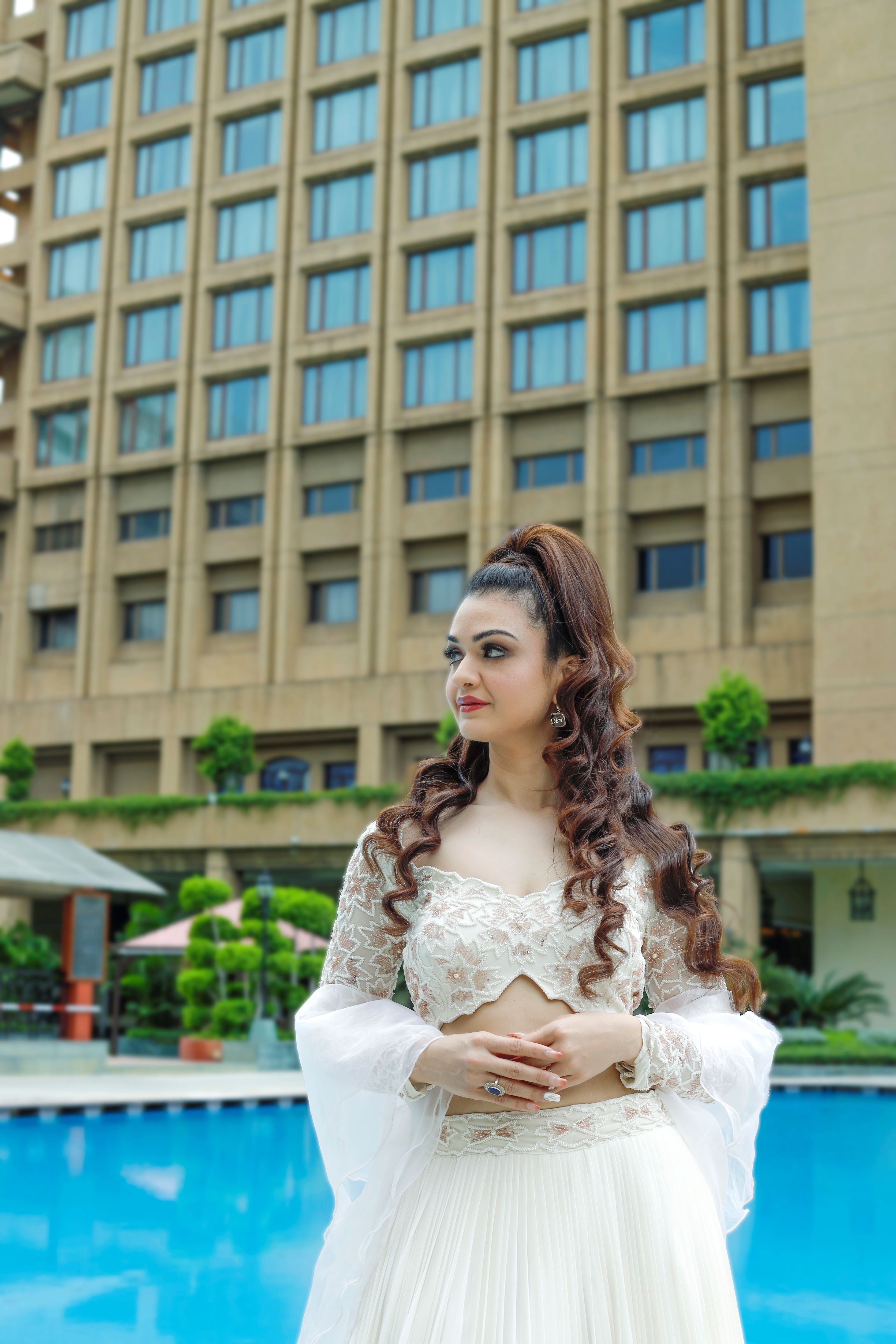 White Georgette Embroidery Lehenga set