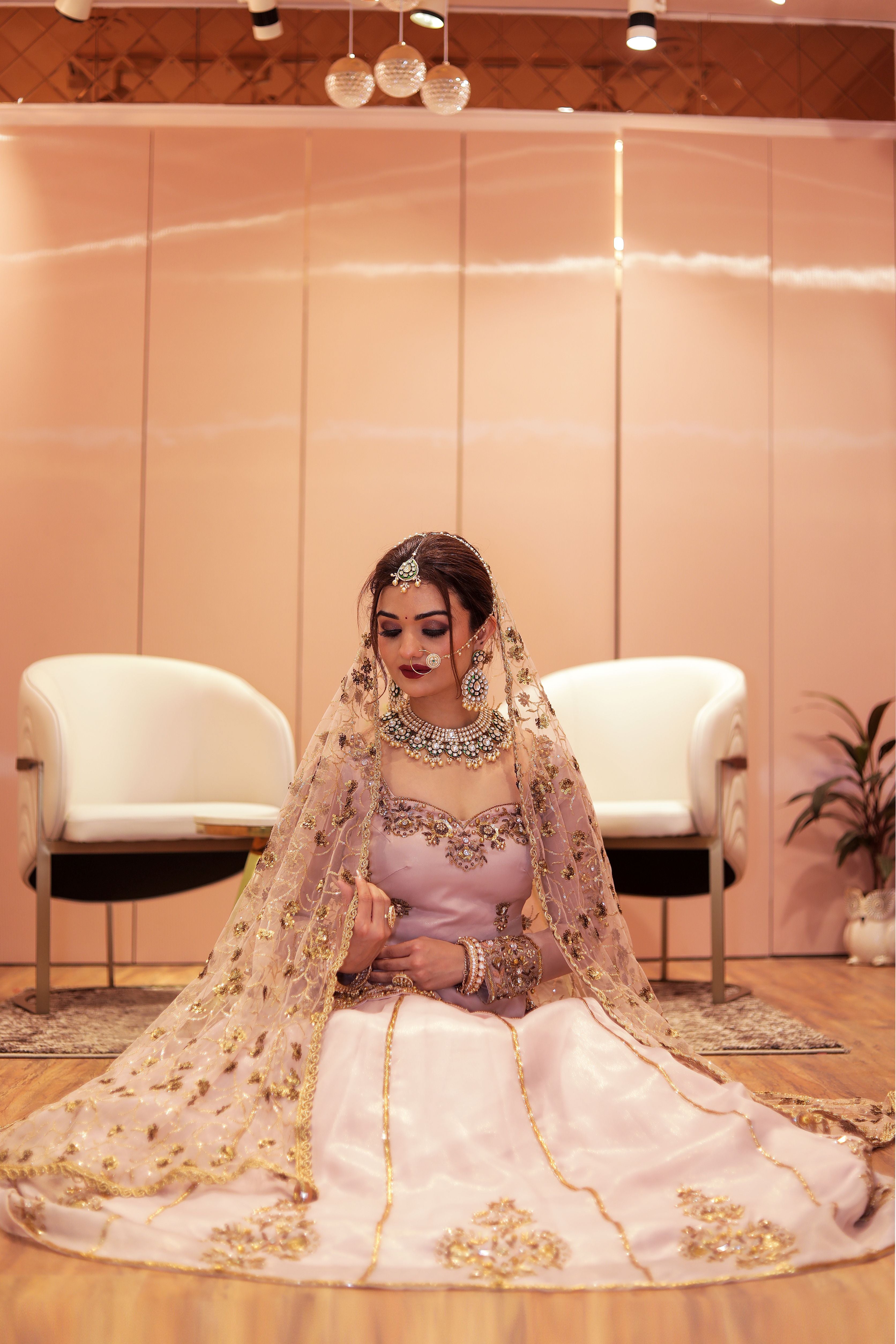 Baby Pink hand embroidery lehenga set with golden booties
