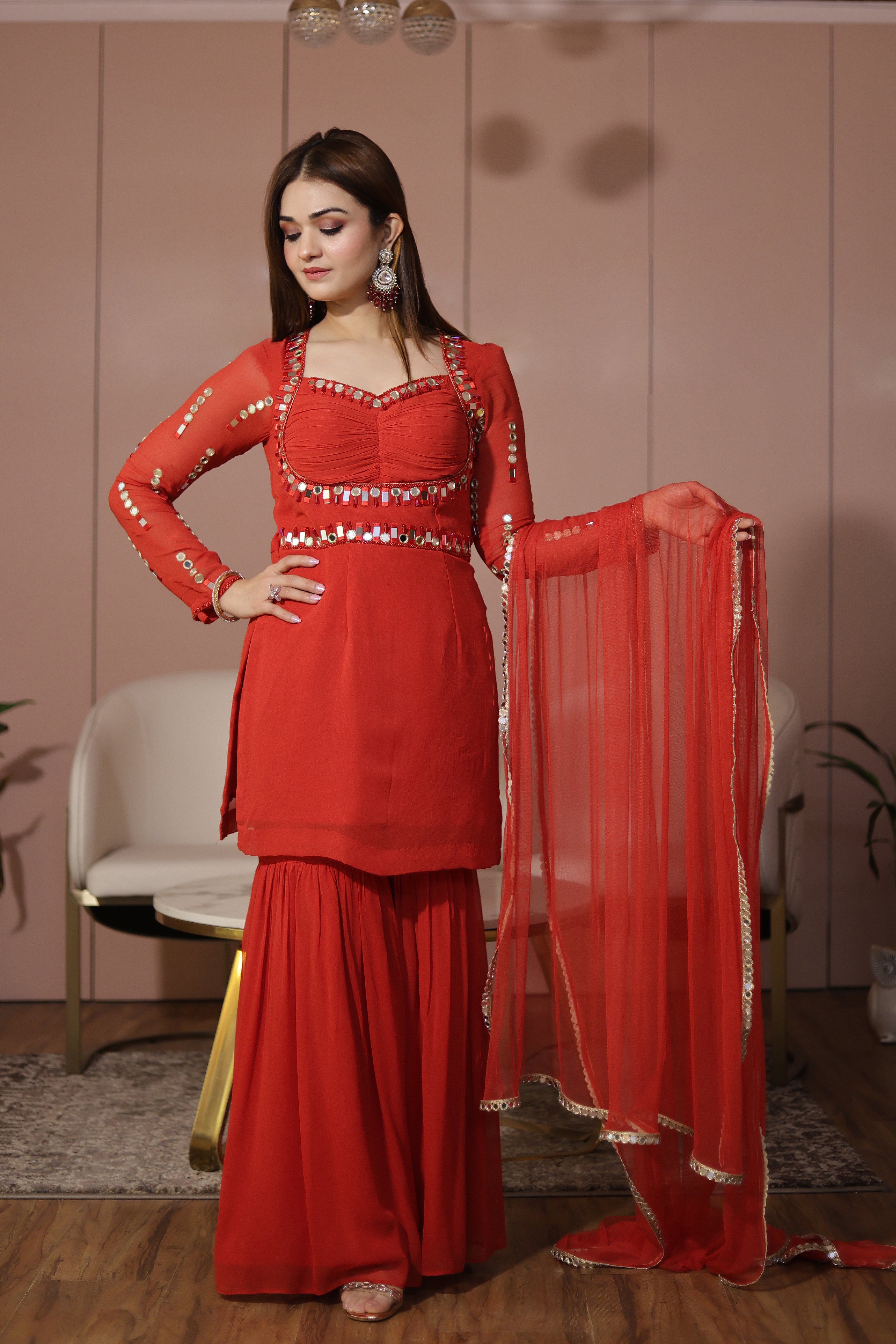Red Mirror work suit set