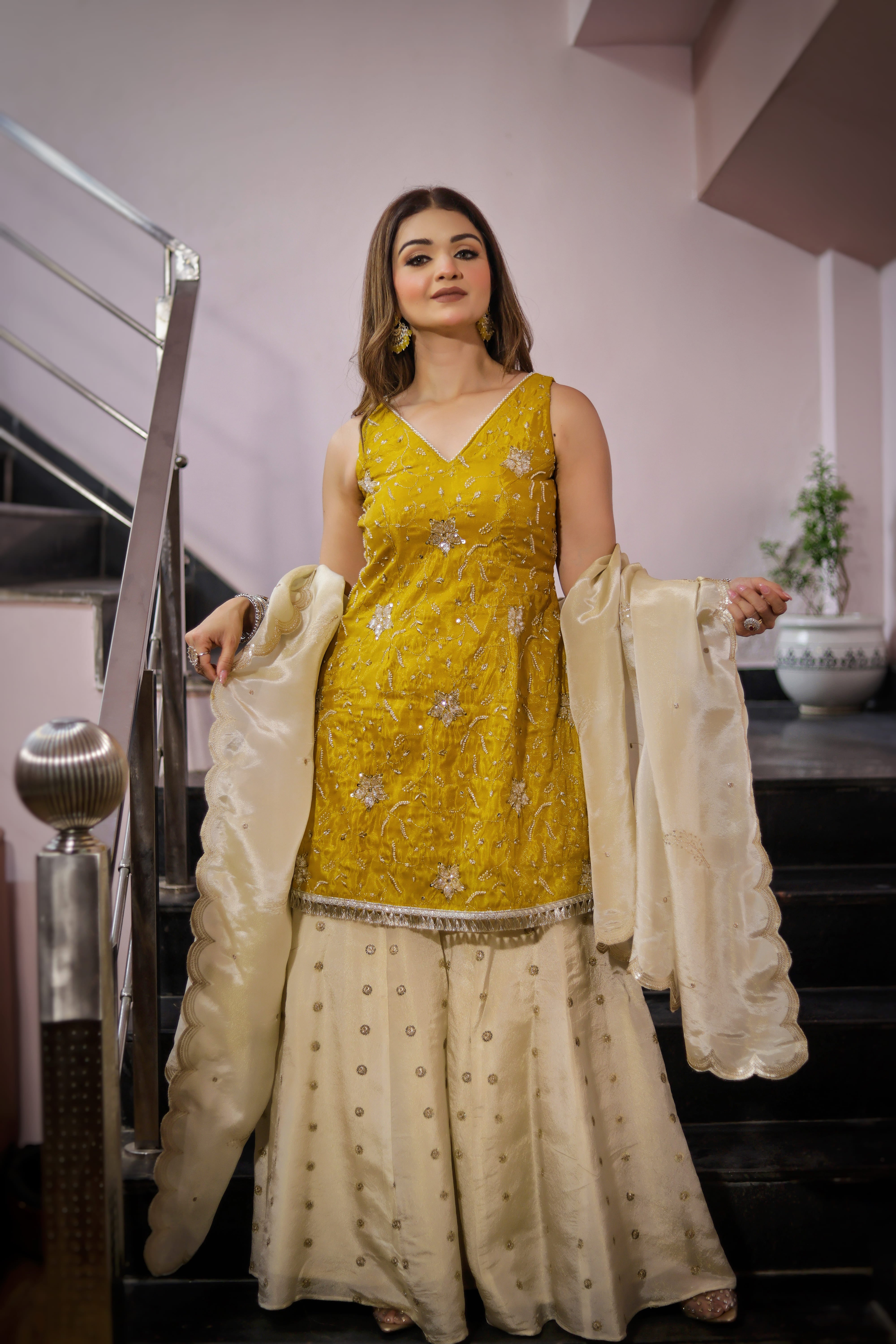 Golden Glow Sharara Set