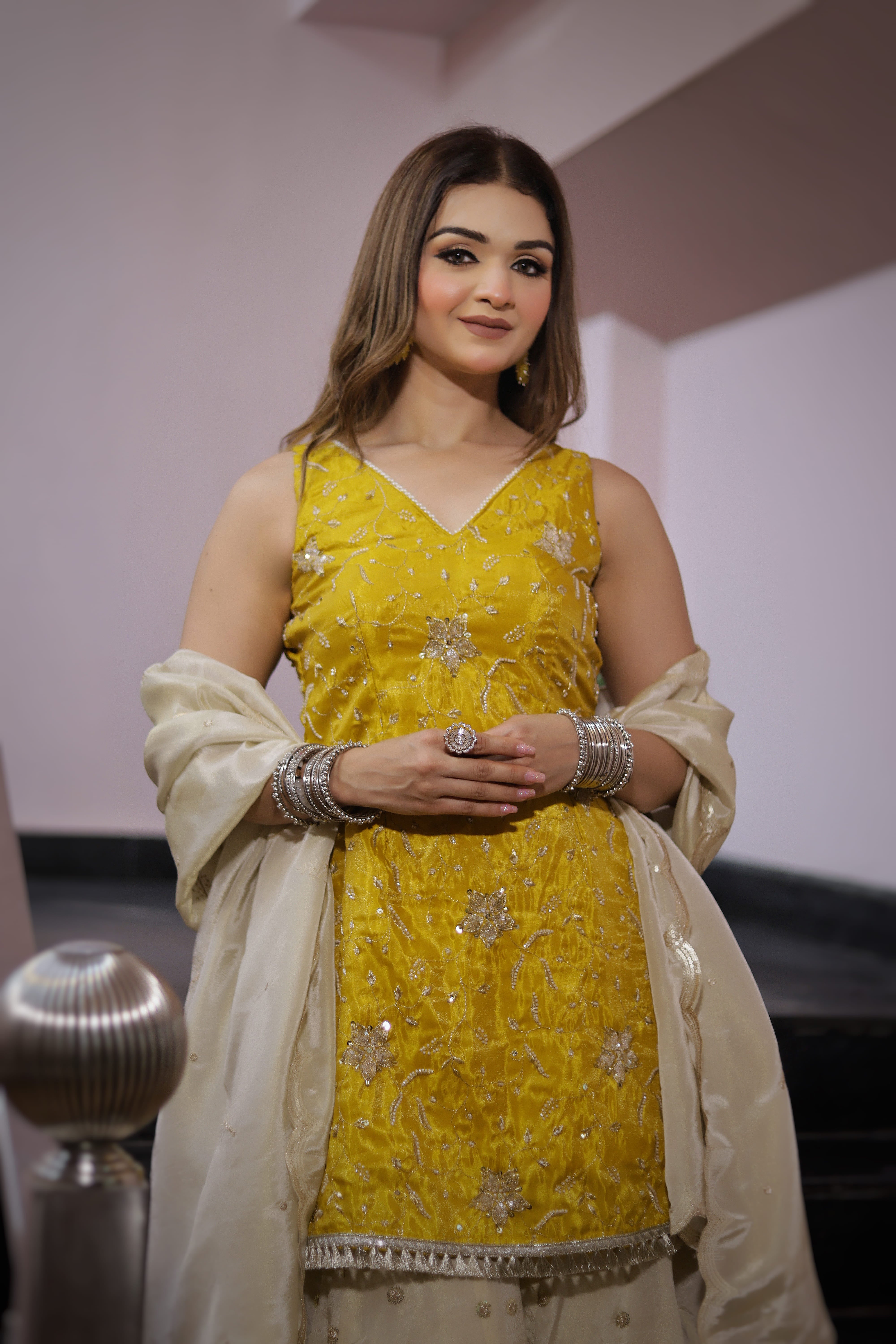 Golden Glow Sharara Set