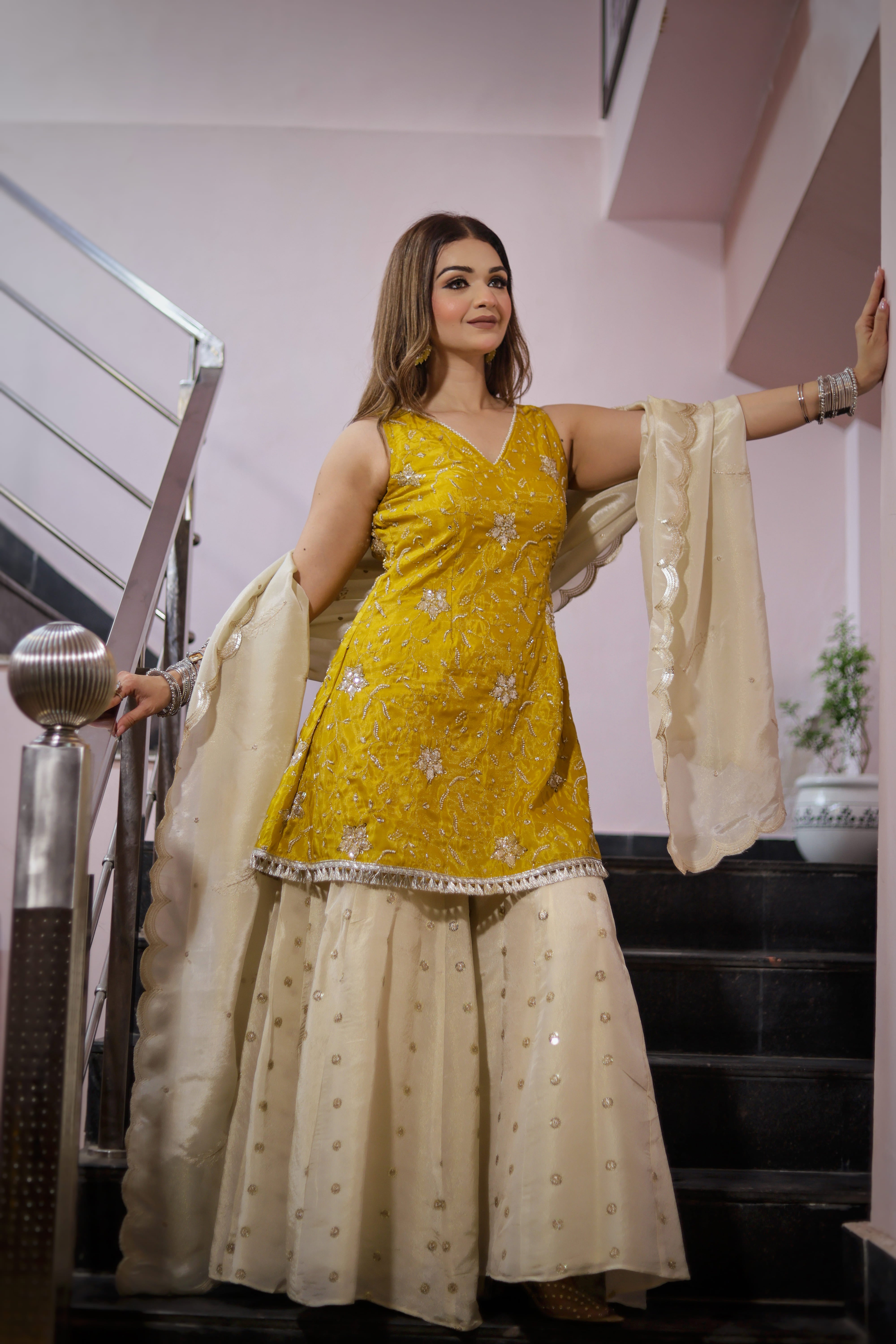 Golden Glow Sharara Set
