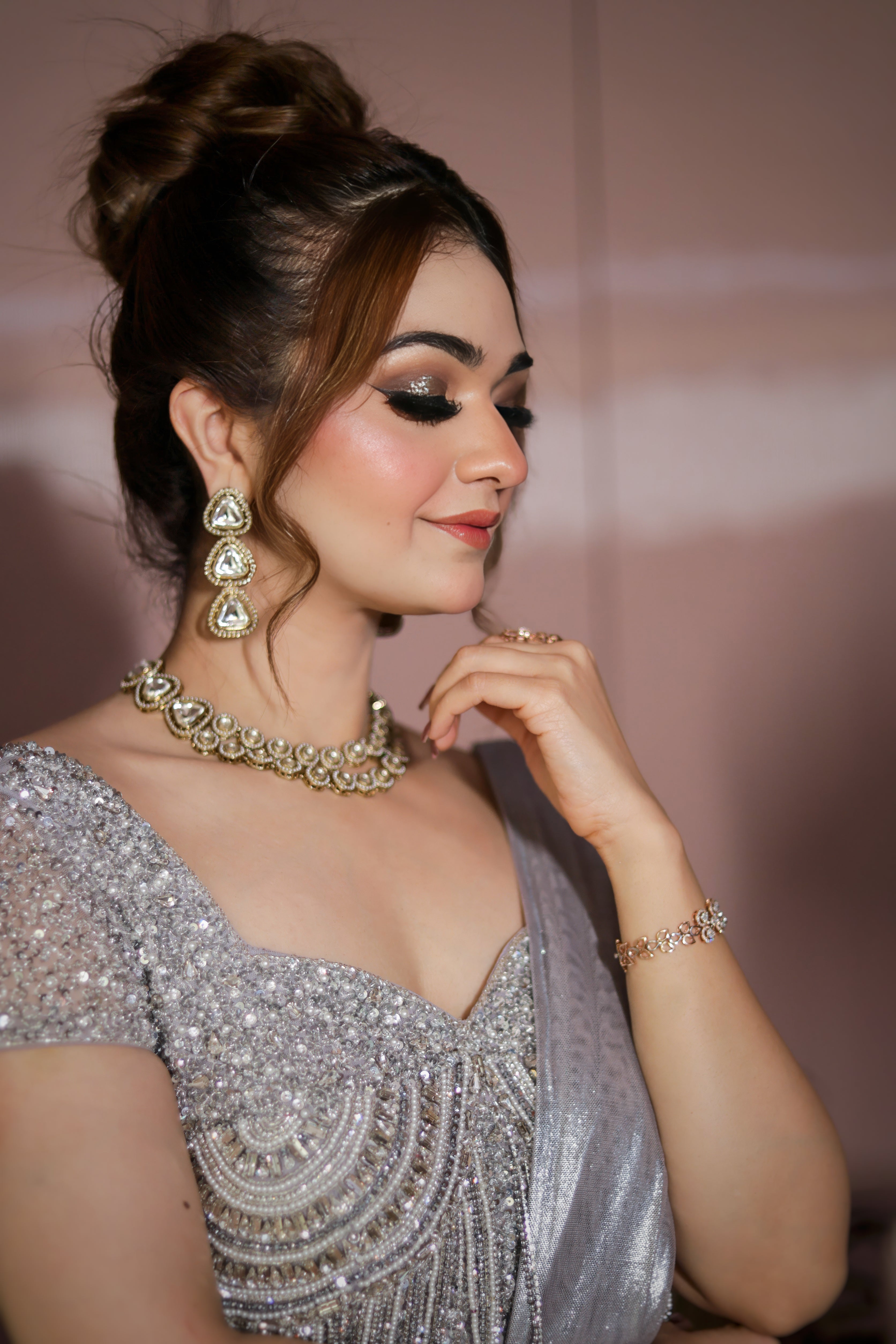 Moonlit Silver Drape Saree