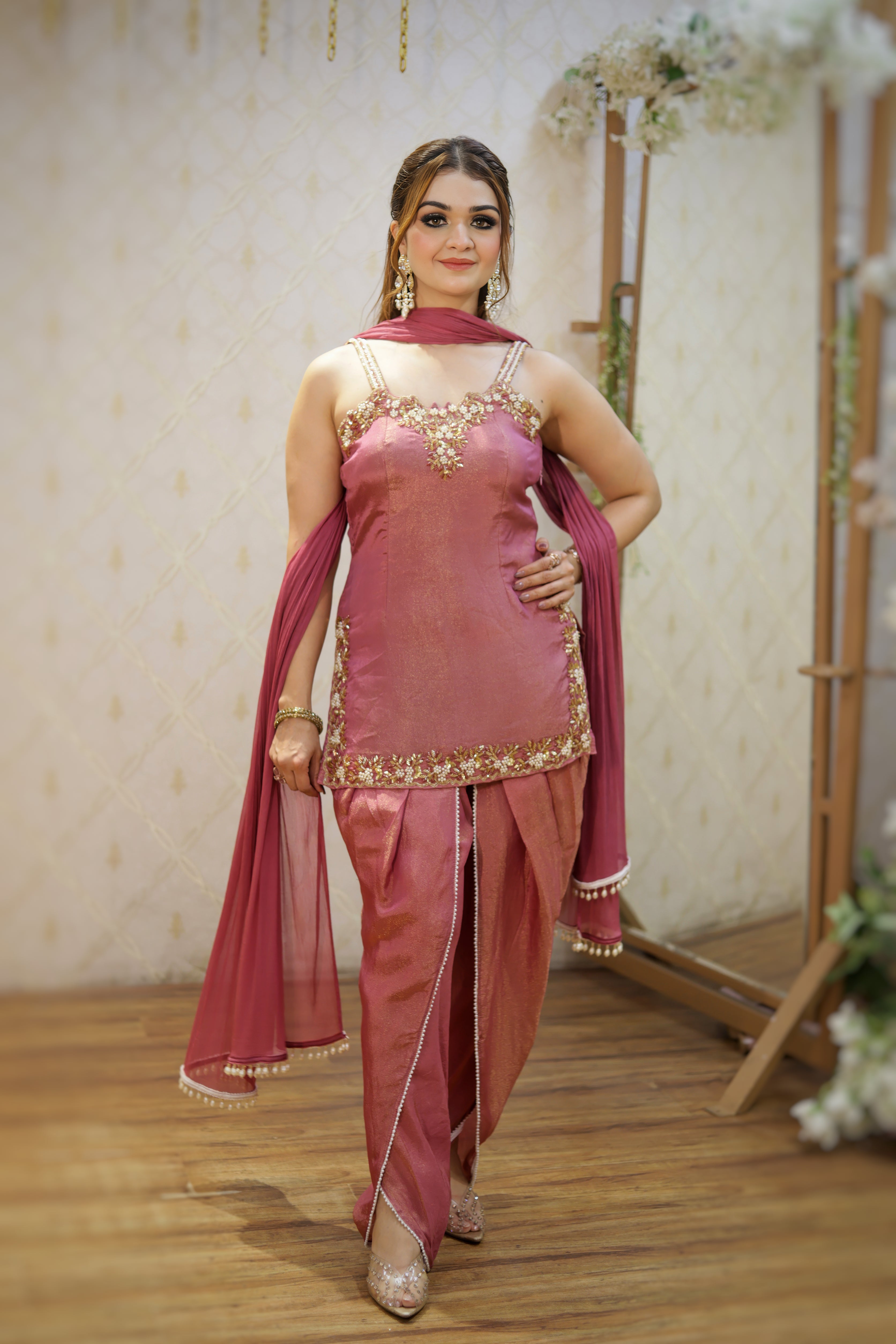 Rose Gold shirt with Tulip pants