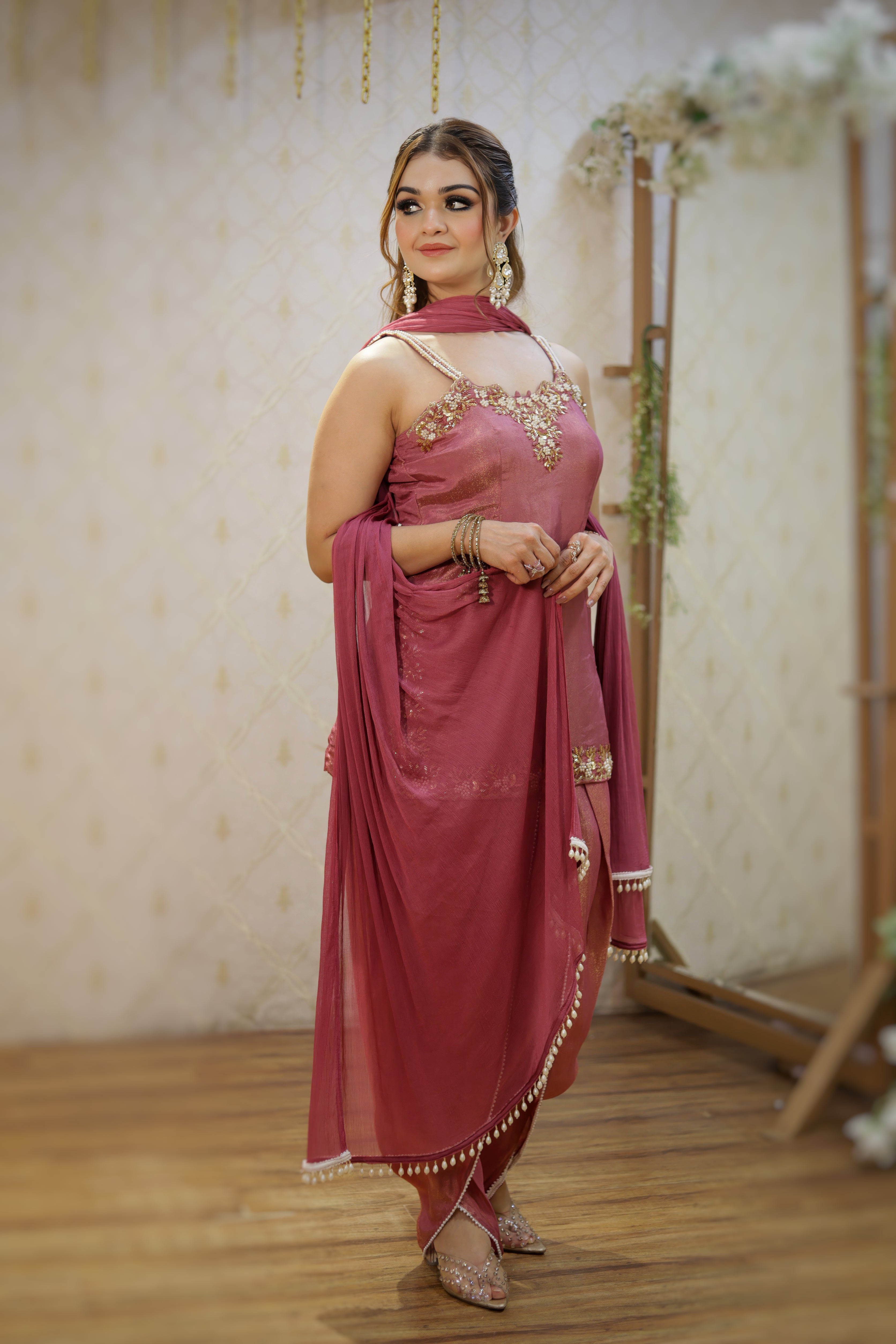 Rose Gold shirt with Tulip pants