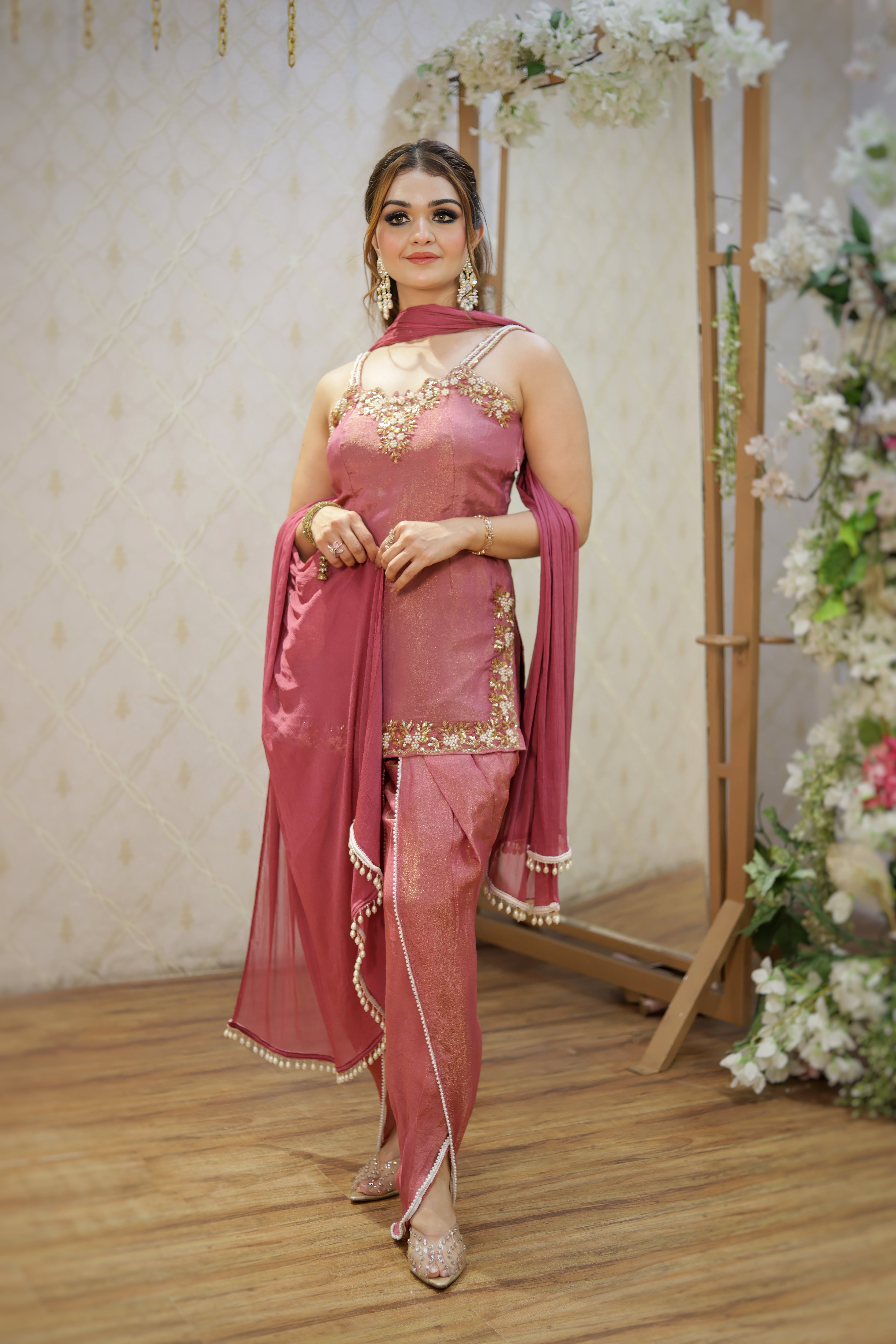 Rose Gold shirt with Tulip pants