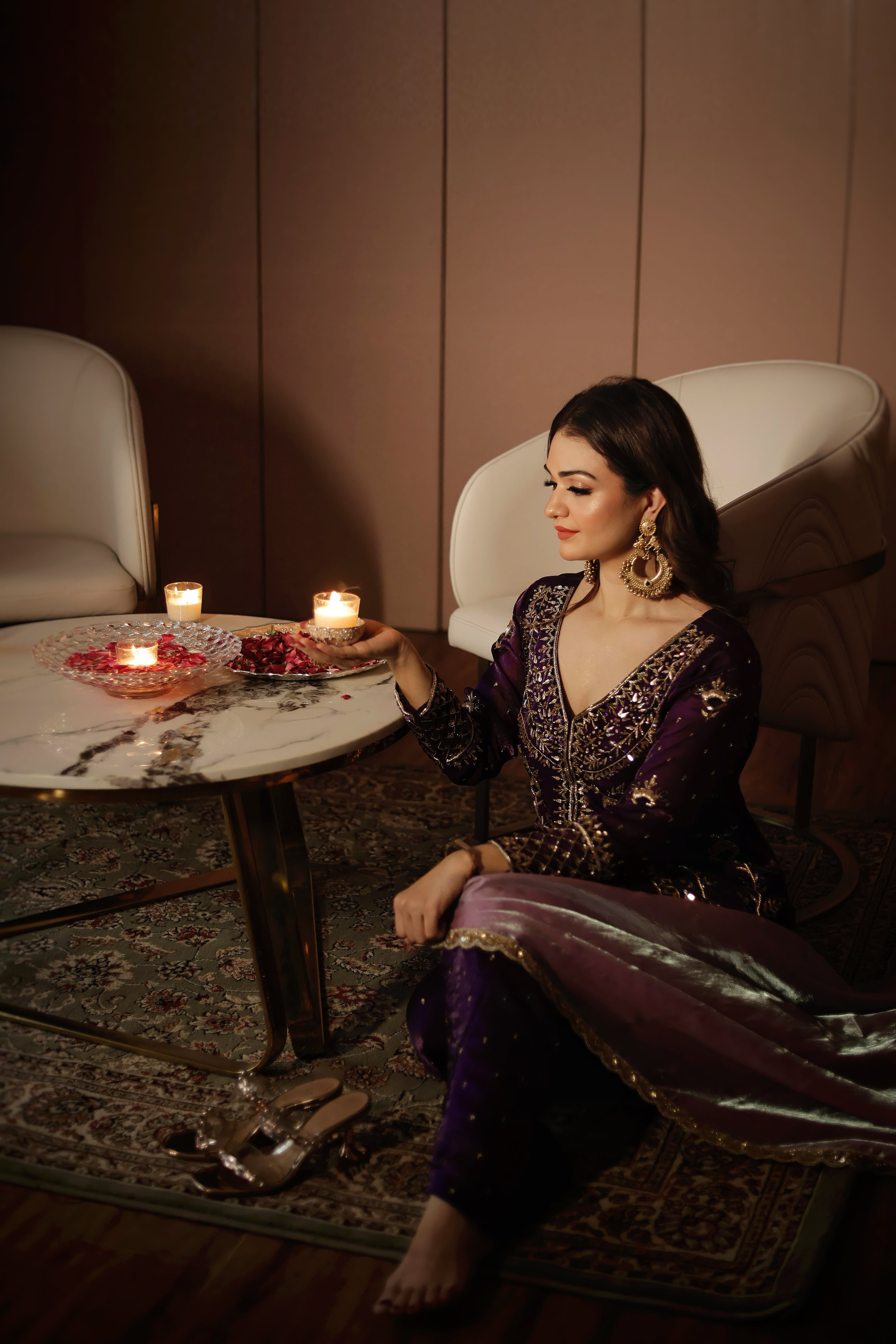 Purple Shimmer organza jacket Set