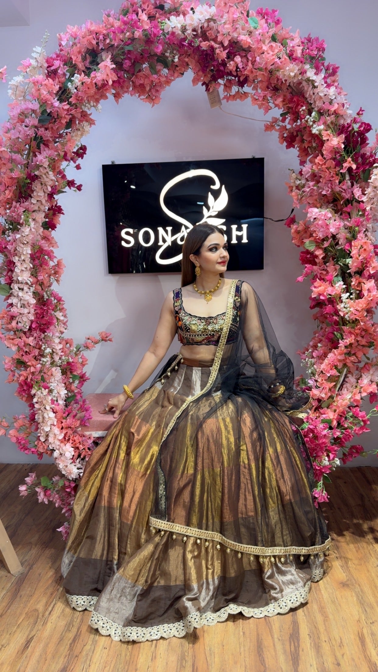 Black Metallic Multi Color Lehenga with heavy Embroidered Blouse Set and a net dupatta