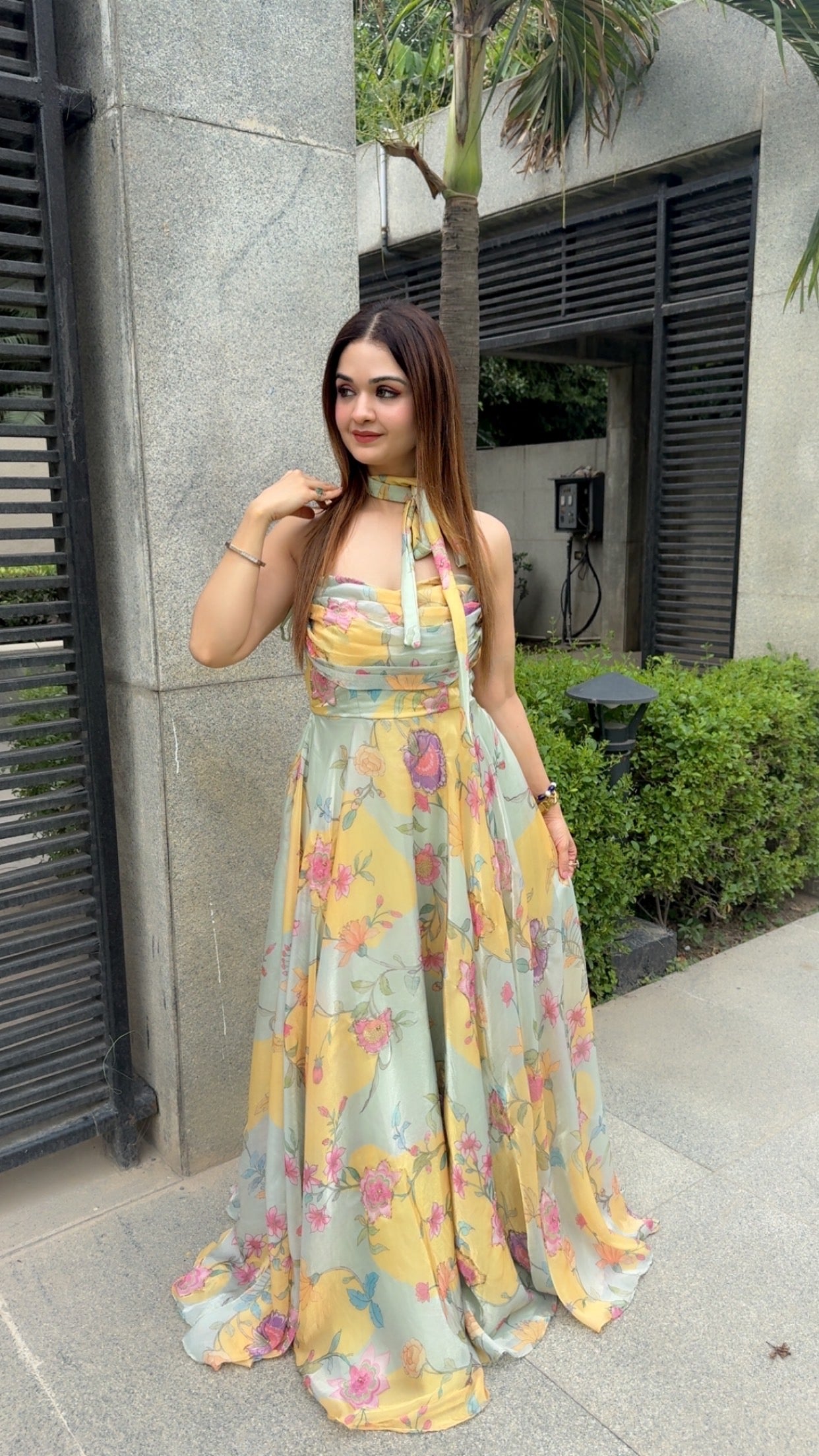 Floral printed anarkali suit